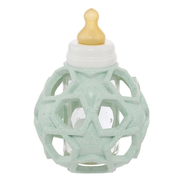 Babyfläschchen aus Glas (120 ml) + Trinksauger + Starball - Naturkautschuk / upcycled / Mint
