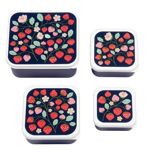 Lunchbox / 4er Set / Erdbeeren
