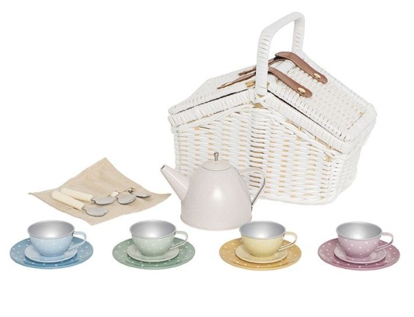 Picknick-Korb mit Teeservice / Zinn (Neues Design)