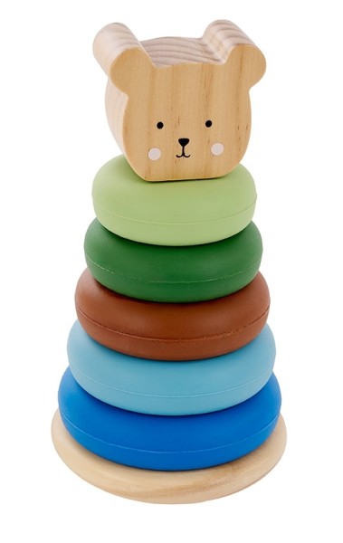 Stapelspielzeug Teddy / Silikon / Holz