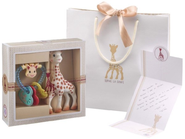 Sophie la girafe® Sophiesticated Willkommensgruß - Set Nr. 3 / 1 Sophie la girafe® mit 1 Herzrassel