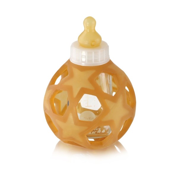 Babyfläschchen aus Glas / Weiß (120 ml) + Trinksauger + Starball - Naturkautschuk