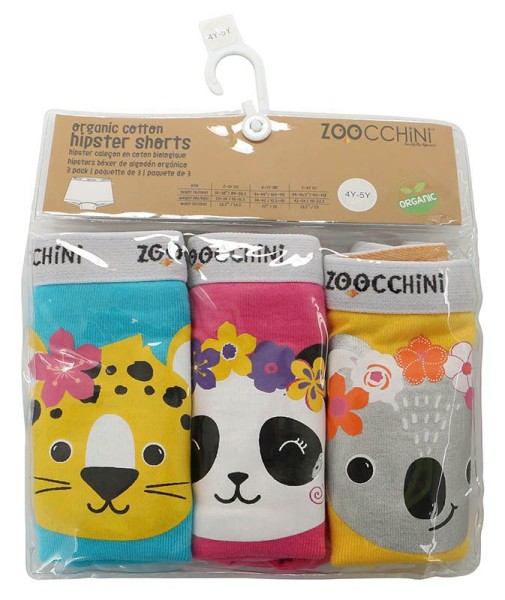 Zoocchini Hipster Shorts/Unterhosen 3er Set / Mädchen / Flower Power (5-6 J.)
