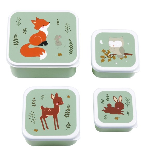 Lunchbox / 4er Set / Waldfreunde / Salbeigrün