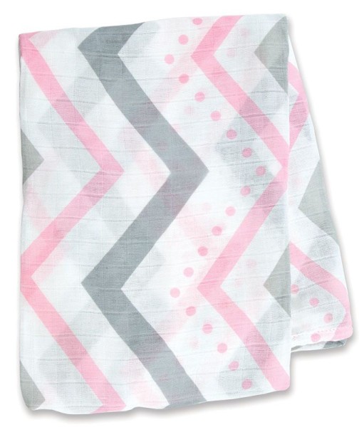 Bamboo Swaddle Mulltuch - Pink Chevron