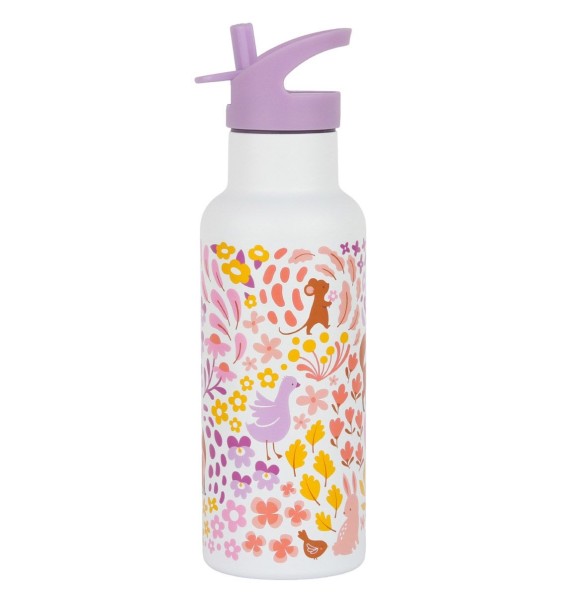 Trinkflasche 500 ml - Edelstahl / Blumengarten