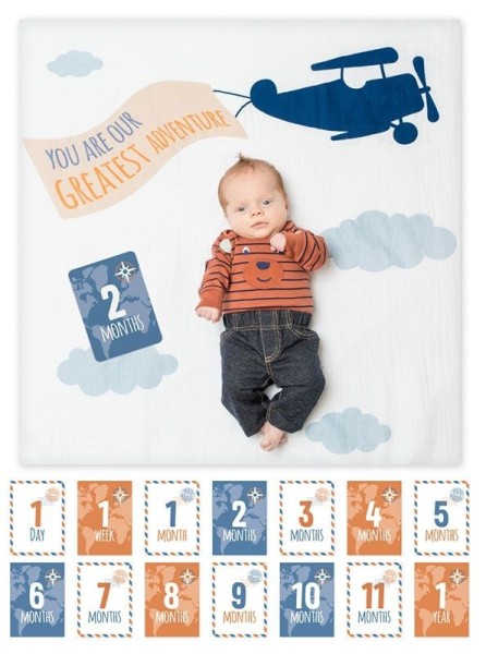 Baby''s First Year™ Swaddle-Blanket & Karten Set - Greatest Adventure