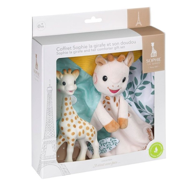 Set Sophie la girafe + Schmusetuch Sophie mit Schnullerband / Giraffe