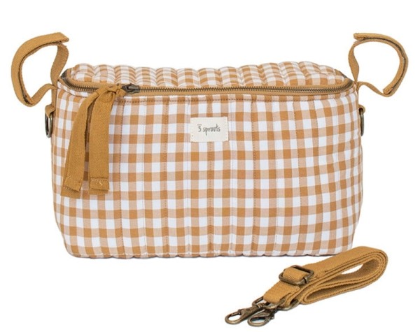 Kinderwagentaschen gesteppt / Gingham Mustard