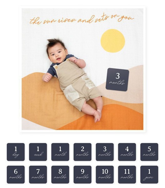 lulujo - Baby''s First Year™ Mulltuch & Karten Set / Baumwolle / Sun Rises