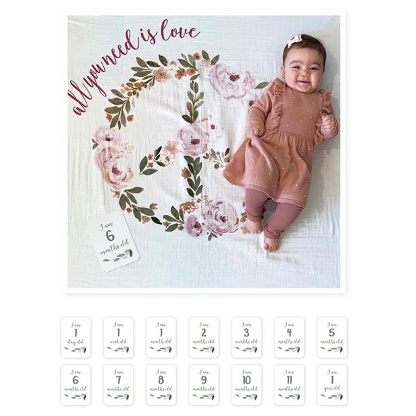 Baby''s First Year™ Mulltuch & Karten Set / Baumwolle / All you need ist Love