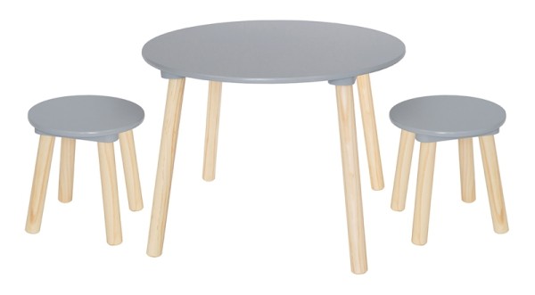 Tisch & 2 Stühle / Grau (nur auf Bestellung)