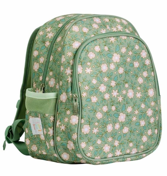 Rucksack mit Isolierfach / Blüten / Salbeigrün