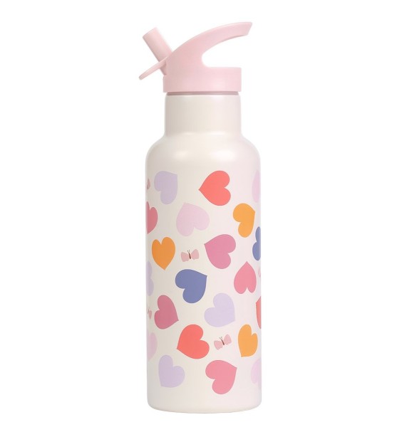 Trinkflasche 500 ml - Edelstahl / Herzen