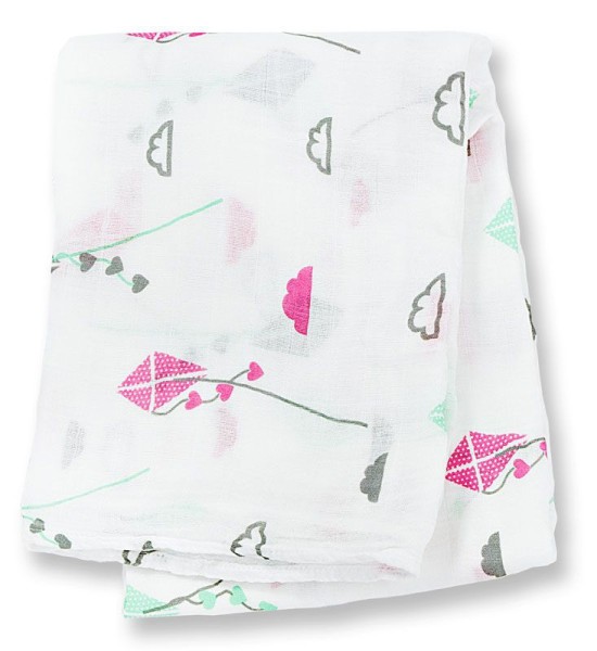Bamboo Swaddle Mulltuch - Pink Kite