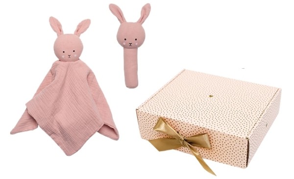 Geschenkset Schmusetuch/Rassel Bunny / Pink