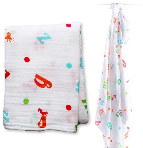 Muslin Swaddle Mulltuch - Alphabet Soup